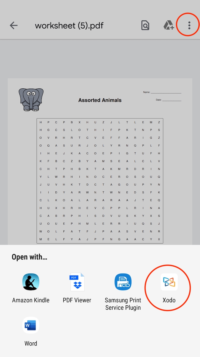 Using open with on Android