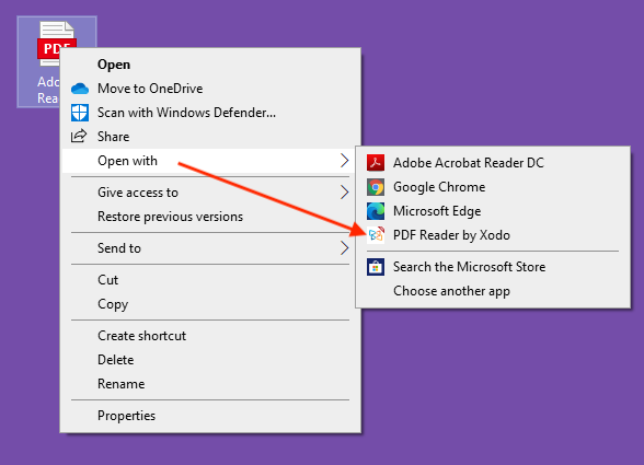 Xodo on Windows 10 - Open
