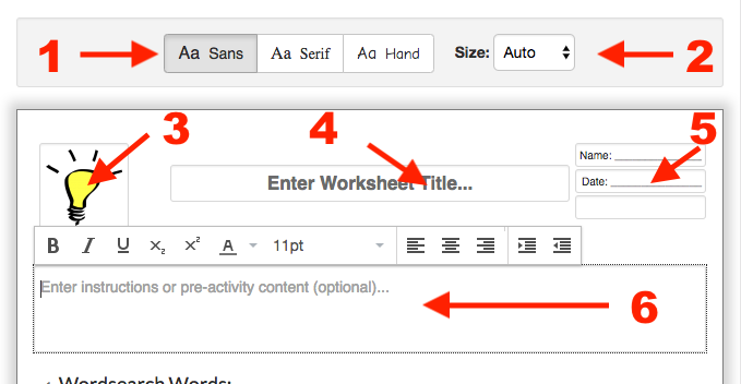 Generic worksheet options.