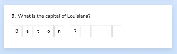 Short answer with letter guides