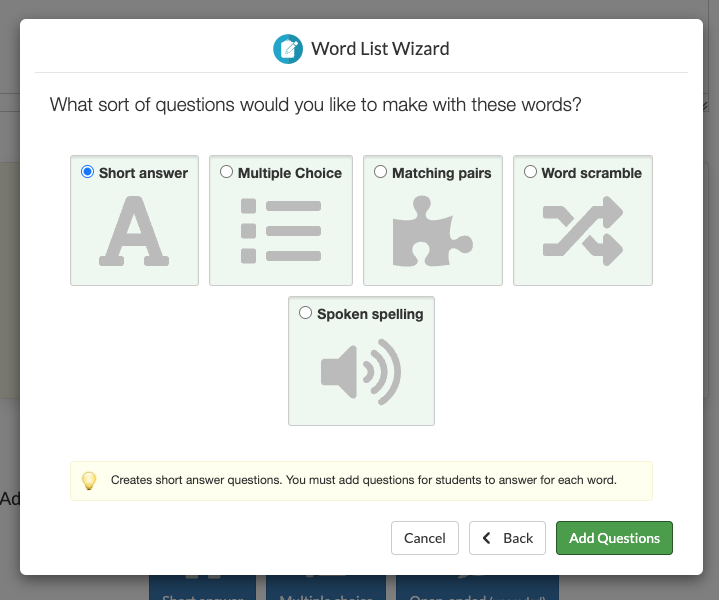 Page 2 of Word List Wizard