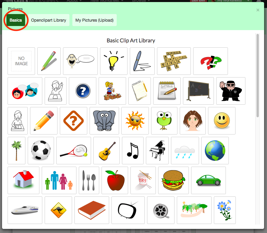 picture dialog - basic clip art