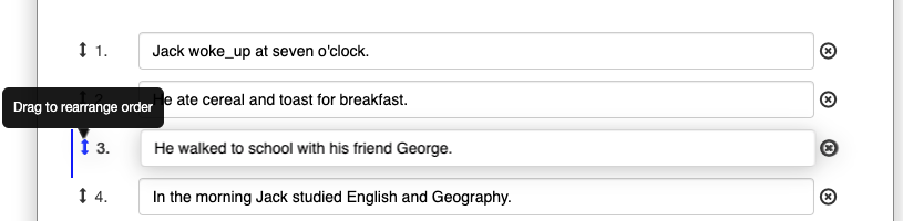 Reordering items