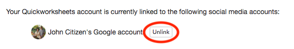 unlink account button