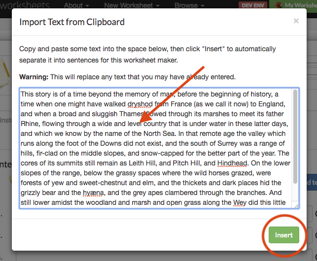 Use Pasted Dialog