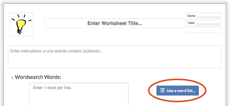 Word List Button