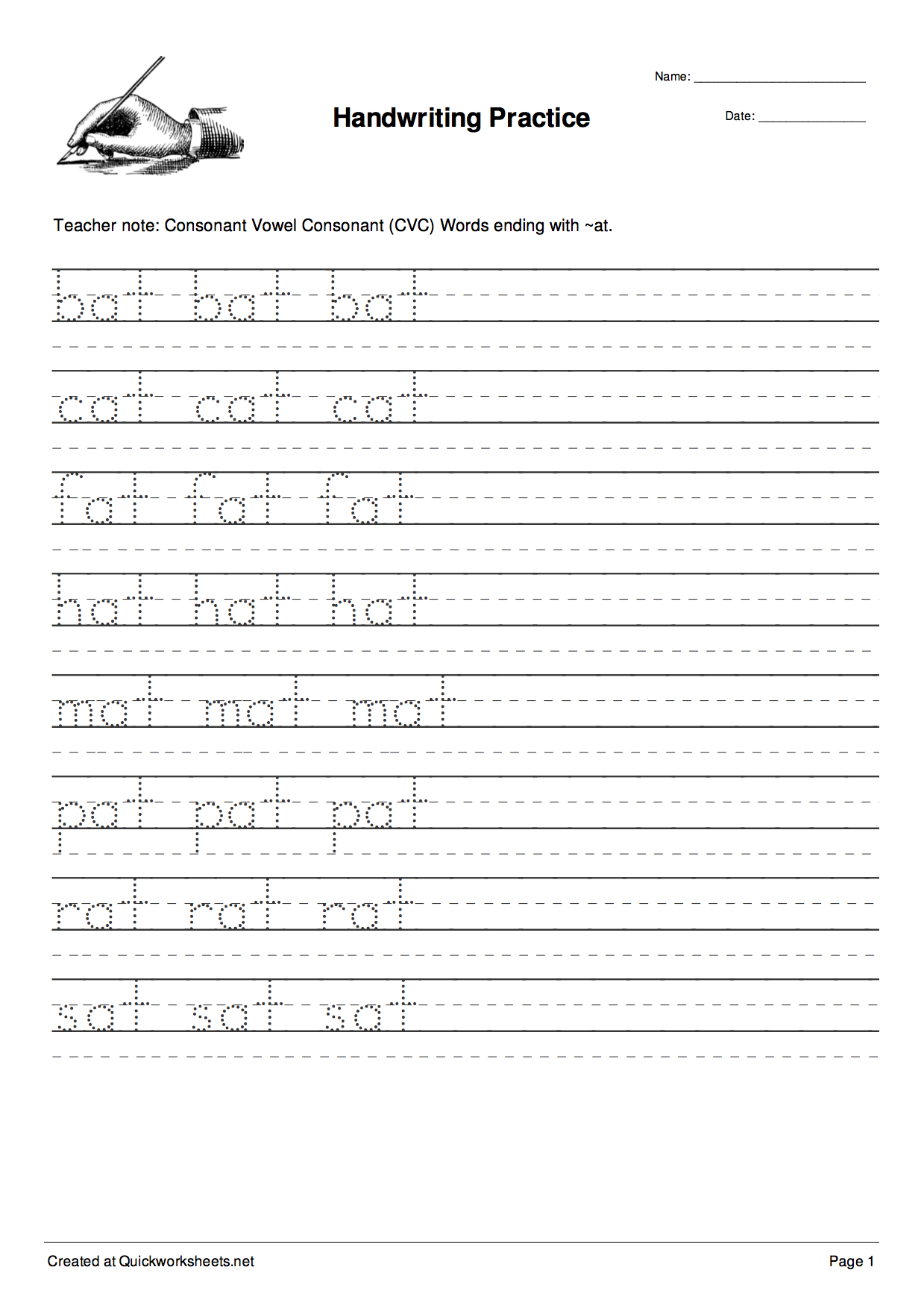 Kindergarten Handwriting Practice Sheet Worksheet24