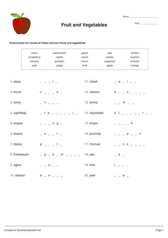 Free Example Worksheets