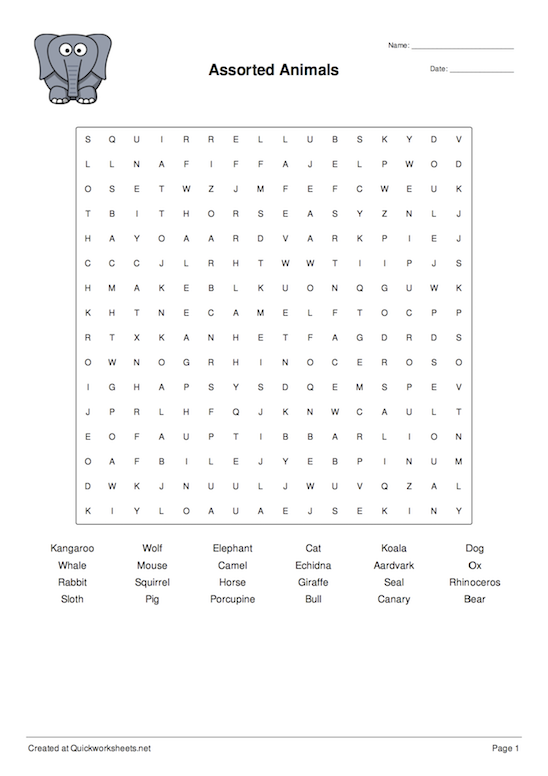 wordsearch puzzle worksheet generator